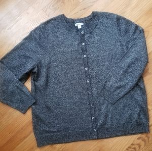 Croft & Barrow Crew Neck Cardigan (Black Marl)